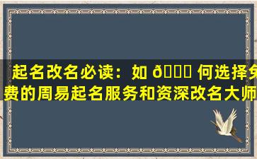 起名改名必读：如 🐛 何选择免费的周易起名服务和资深改名大师